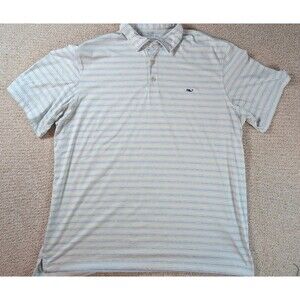 Vineyard Vines Performance Polo XL Blue Green Stripe Golf Stretch Shirt